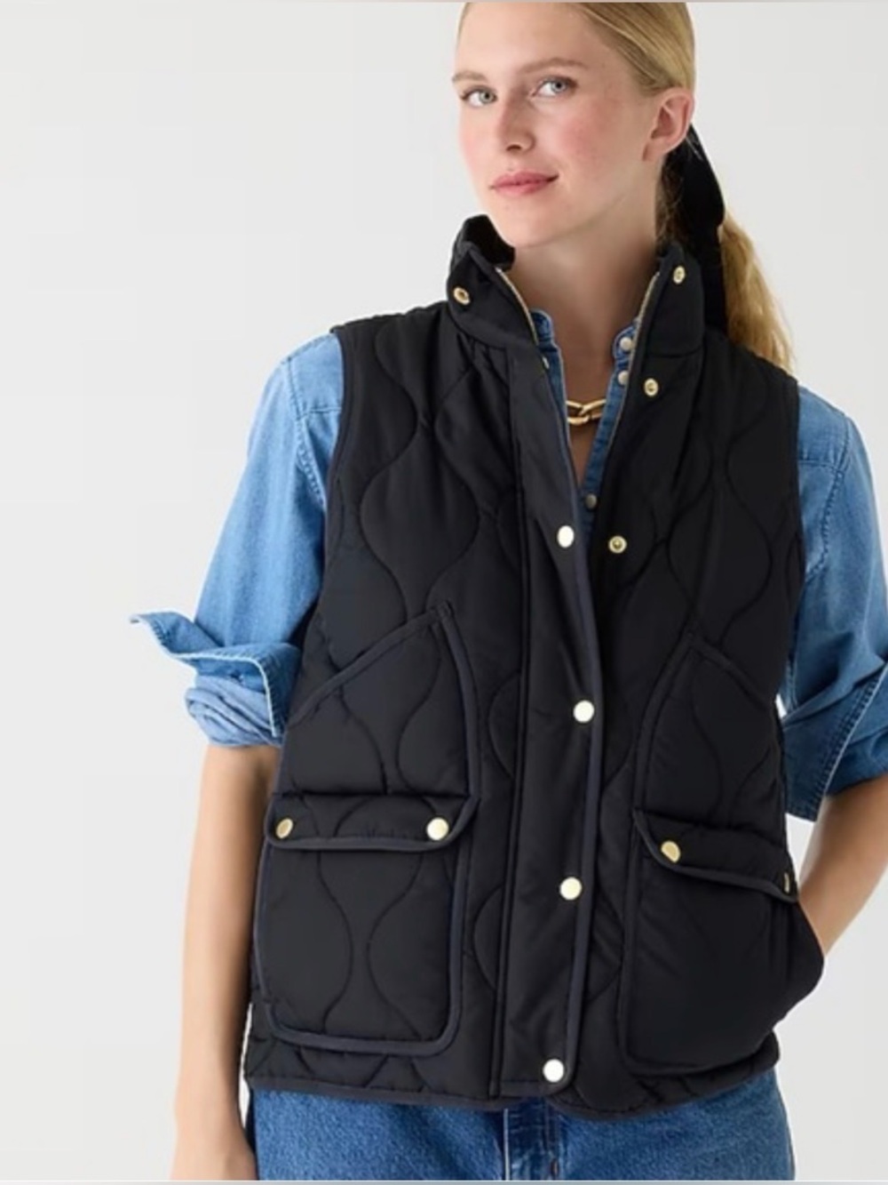 J.Crew Signiture Puffer Black Quilted Excursion Vest Jacket in Small - Women